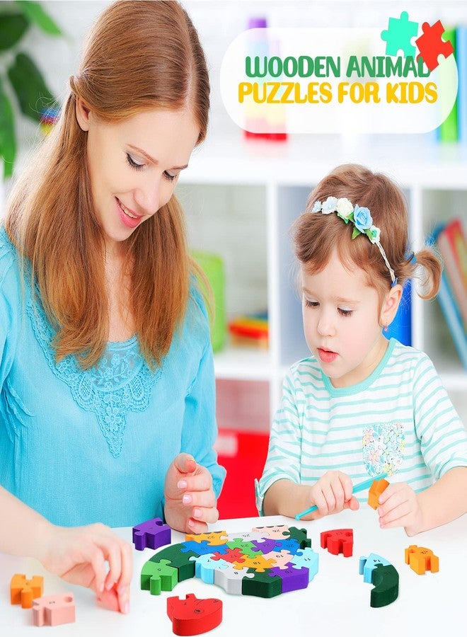 Yunsailing 4 Pcs Alphabet Jigsaw Puzzle Wooden Blocks Toys Alphabet Educational Toddler Puzzle Toys for Preschool Learning Party Favor Gift Learning(Snake, Dinosaur, Elephant, Snail) - Image 3
